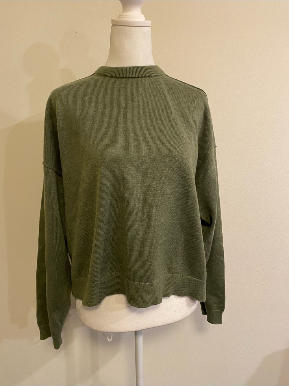 J Crew Olive Green Crewneck Women's Sweater - Casual Pullover size L